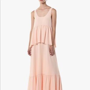 Rachel Pally Maxi Dress Scoop Neck Sleeveless Ruffle Flowy Light Pink/Peach SZ M